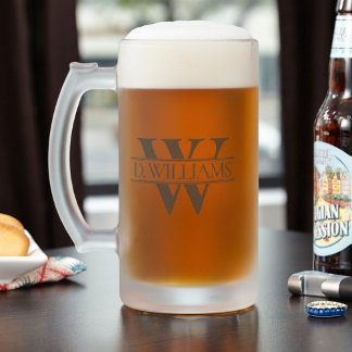 Large Custom Monogram Initial  Frostat Ölglas