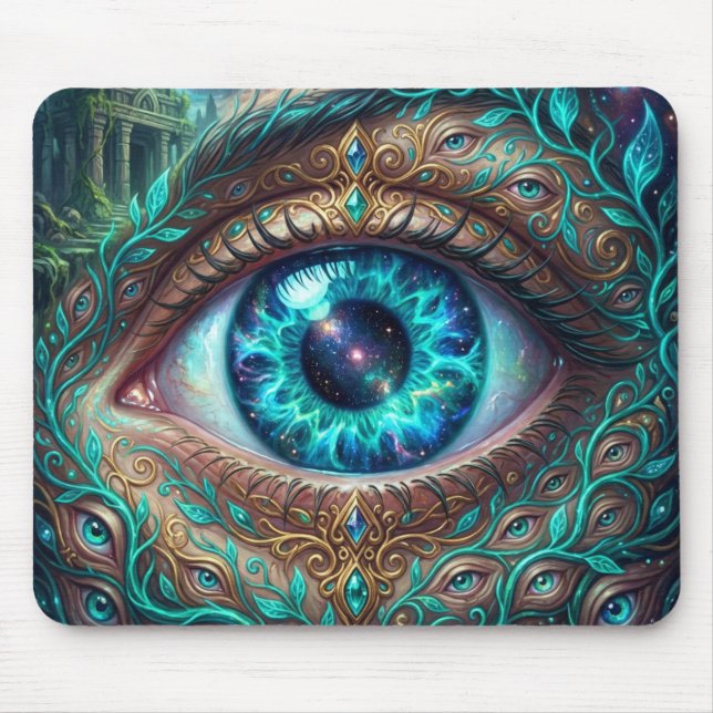 Large Electric Blue Eye In Fantasy Scene Musmatta (Framsidan)