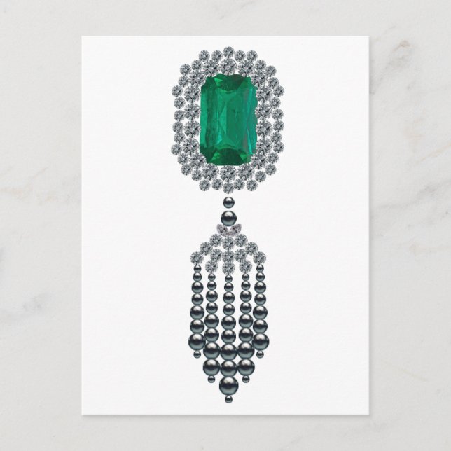 Large Emerald med svart pärlkärl Vykort (Framsida)
