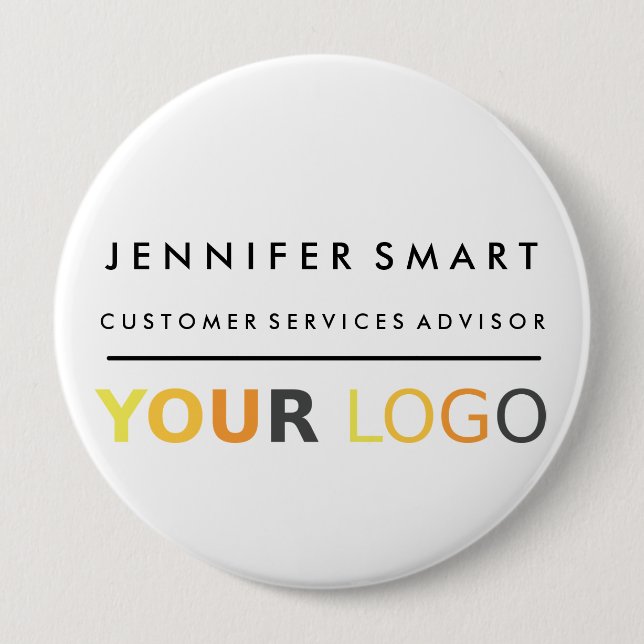 Large Employee Name Badge Custom Logo Staff Knapp (Framsida)