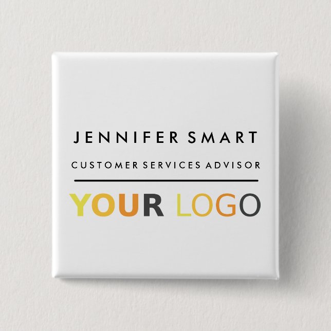 Large Employee Name Badge Custom Logo Staff Knapp (Framsida)