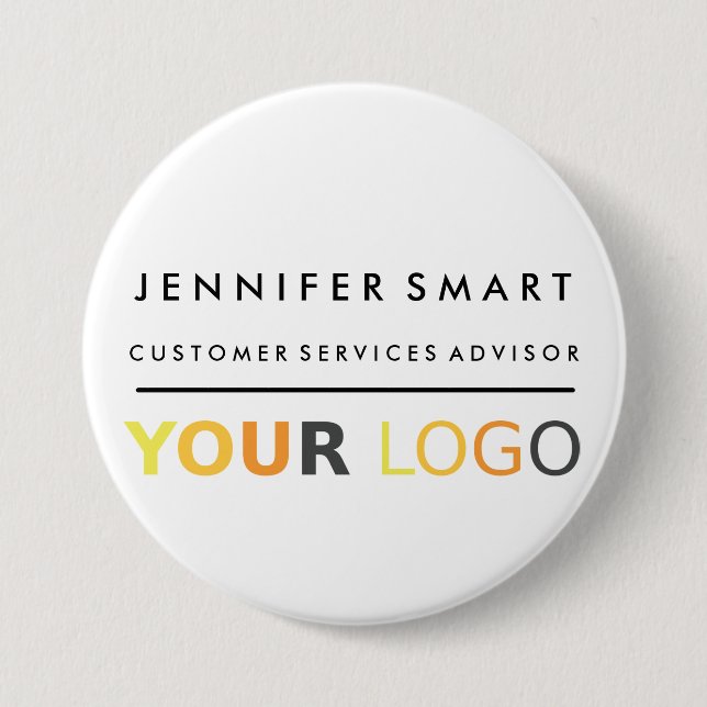 Large Employee Name Badge Custom Logo Staff Knapp (Framsida)
