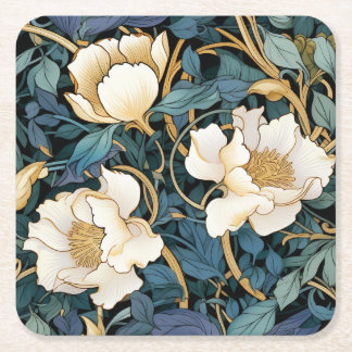 Large Flowers William Morris Inspired Underlägg Papper Kvadrat