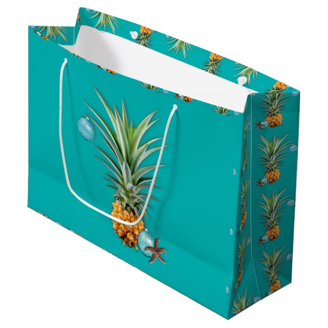 Large Gift Bag - Tropiska julananas (Framsidan Vinklad)