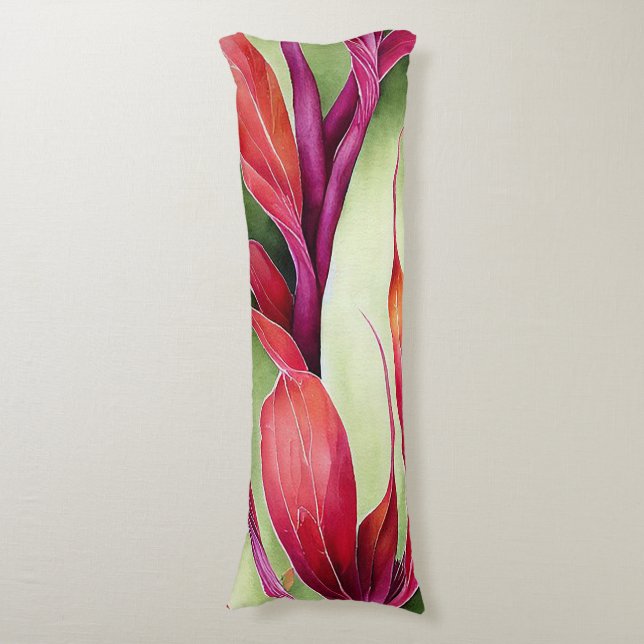 Large Hawaiian Plant Body Pillow Kroppskudde (Framsidan Vertikal)