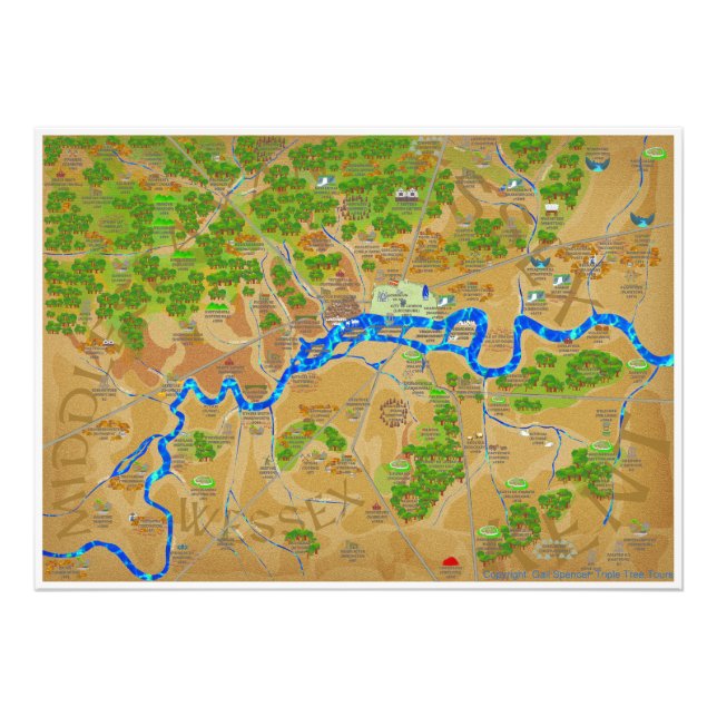 Large Historic London Karta Fototryck (Framsidan)