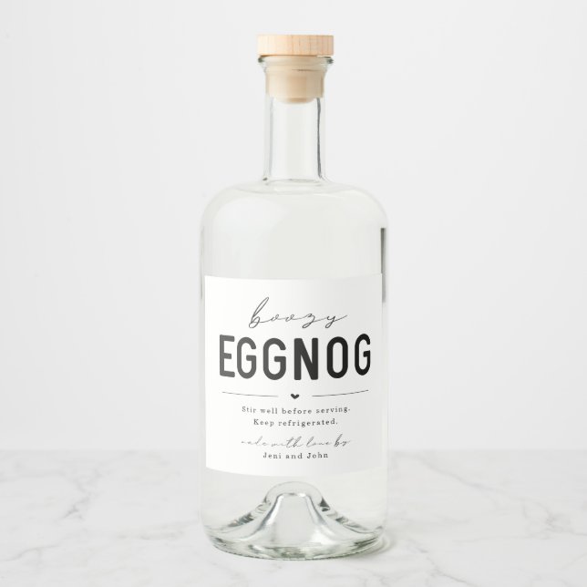 Large Homemade Boozy Eggnog Bottle Label Spritflaskor Etikett (Framsida)