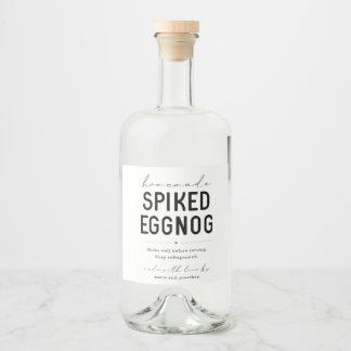 Large Homemade Spiked Eggnog Bottle Label Spritflaskor Etikett
