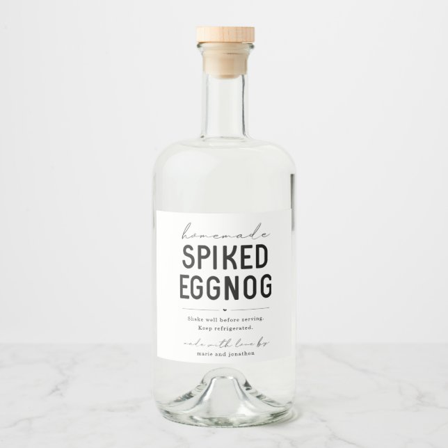 Large Homemade Spiked Eggnog Bottle Label Spritflaskor Etikett (Framsida)
