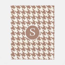 Large Houndstooth Pattern Mocha Mousse and White Fleecefilt