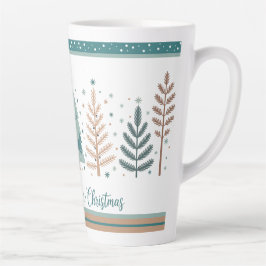 Large Latte Mug with Christmas Trees minimalist