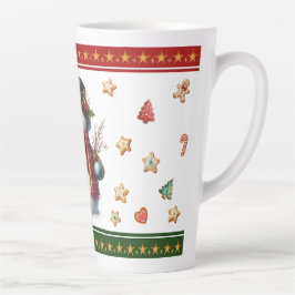 Large Latte Mug with Snowman and Christmas Cookies