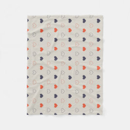 Large - Lovely hearts / orange cream dark Fleecefilt