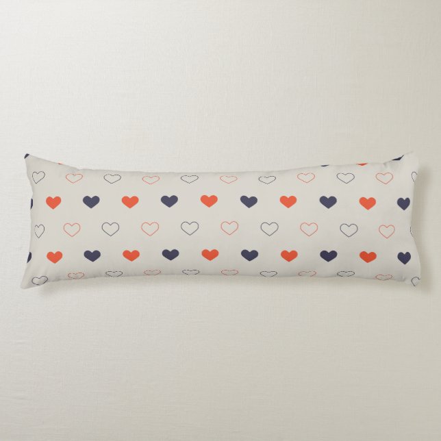 Large - Lovely hearts / orange cream dark Kroppskudde (Framsidan)
