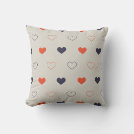 Large - Lovely hearts / orange cream dark Kudde