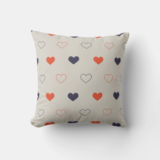 Large - Lovely hearts / orange cream dark Kudde (Framsida)