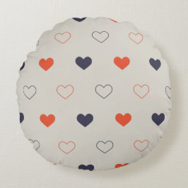 Large - Lovely hearts / orange cream dark Rund Kudde
