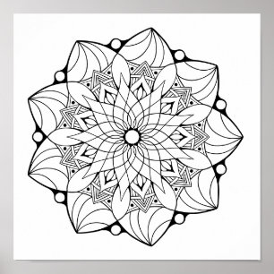 Large Mandala Poster till Färg