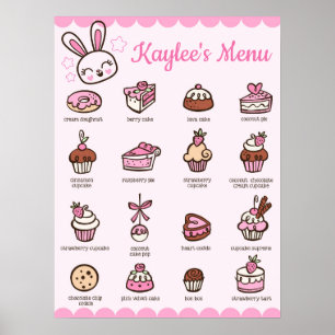 Large Menu Kawaii Bakery Poster med ditt namn