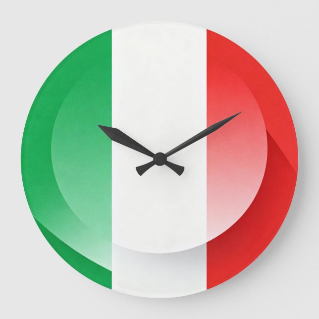 Large Modern Italian Flag Wall Clock Stor Klocka (Framsida)