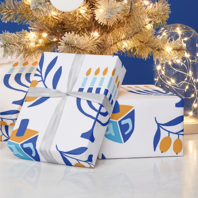 Large Mönster Menorah och Dreidel Hanukkah Presentpapper (Helgdagar)