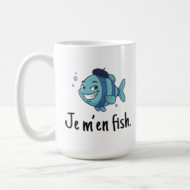 Large Mug - Je m'en fish Kaffemugg (Vänster)