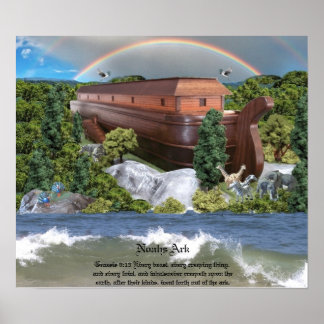 Large Noahs Ark Diorama Gloss Canvas Bild Poster