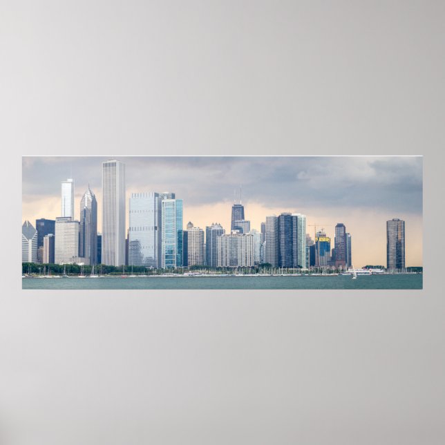 Large Panoramic Chicago Skyline Bilder Poster (Framsidan)