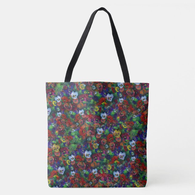 Large Pansy Tote (röd utgåva) Tygkasse (Framsida)