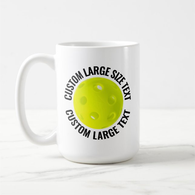 Large Personalized Text Pickleball 15oz. Custom Kaffemugg (Vänster)