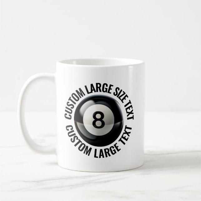 Large Personalized Text Pool 8 Ball 11 oz. Custom Kaffemugg (Vänster)