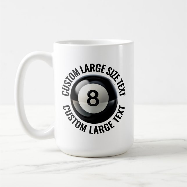 Large Personalized Text Pool 8 Ball 15oz. Custom Kaffemugg (Vänster)