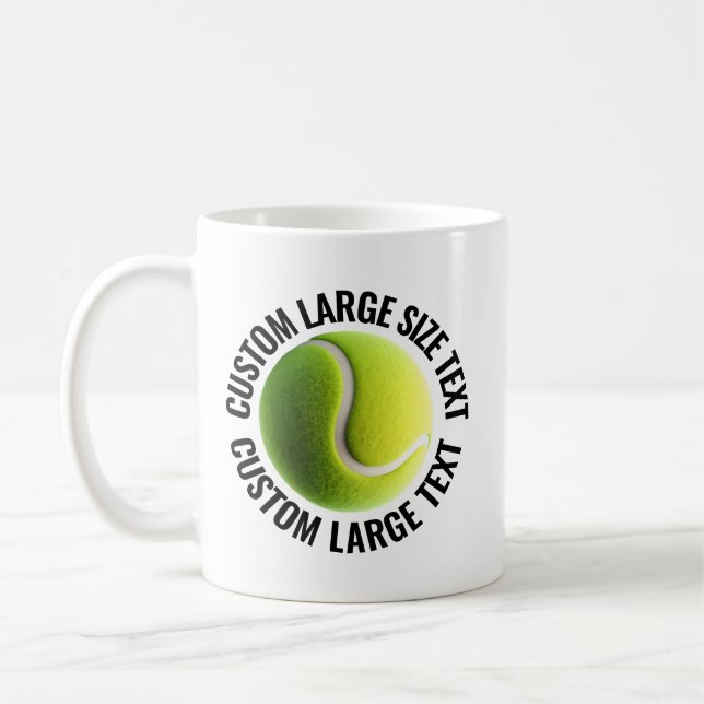 Large Personalized Text Tennis Ball 11 oz. Custom Kaffemugg (Vänster)
