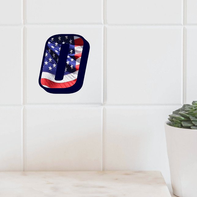 Large Photo Ceramic Tile, amerikansk Flagga, O Kakelplatta (American Flag Letter "O" Large Photo Ceramic Tile)