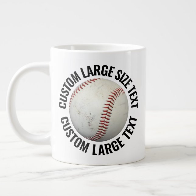 Large Size Personalized Text Baseball Image Custom Jumbo Mugg (Vänster)