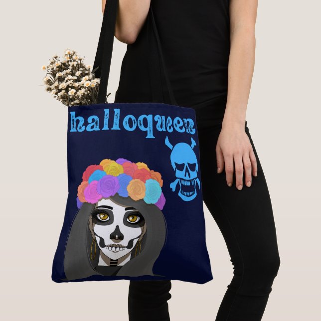 Large size tote bag  with Halloween print Tygkasse (Närbild)