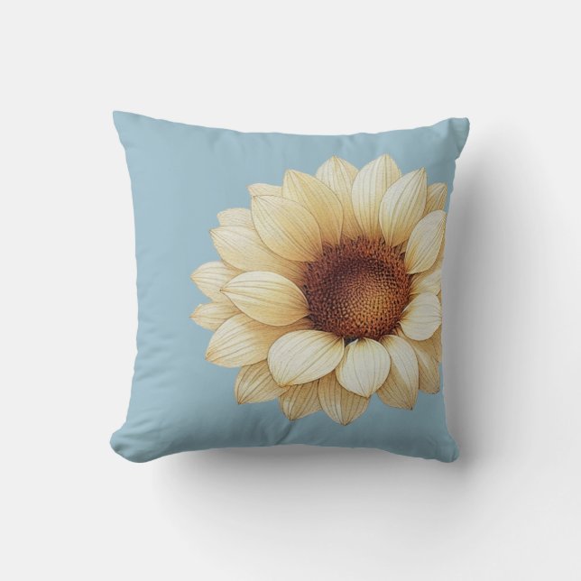 Large Sunflower Sage Green Throw Pillow Kudde (Framsida)