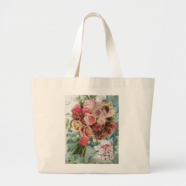 Large Tote Bag med Ro och champagne Jumbo Tygkasse (Framsidan)