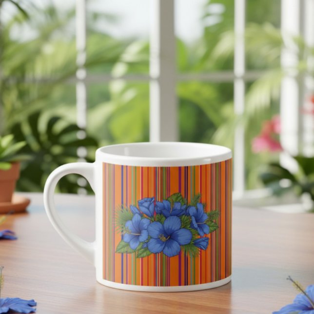 Large Tropical Style Coffee Mug with Blue Floral Espressomugg (Skapare uppladdad)
