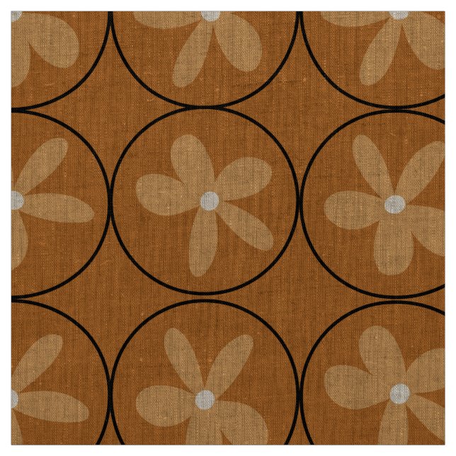 Large Warm Mustard Floral Tile - Natural Linen Tyg (Provkarta)
