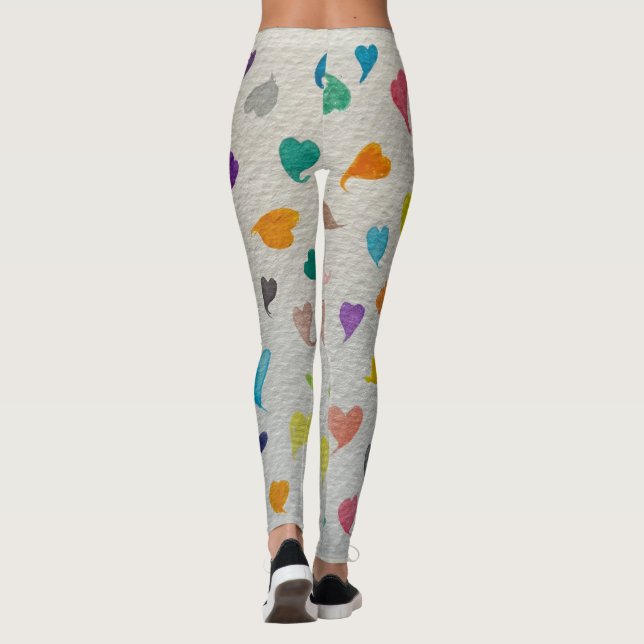 Large Watercolor Hearts Leggings (Baksida)