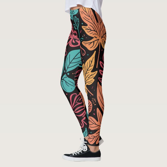 Large Whimsical Leaves Leggings (Vänster)
