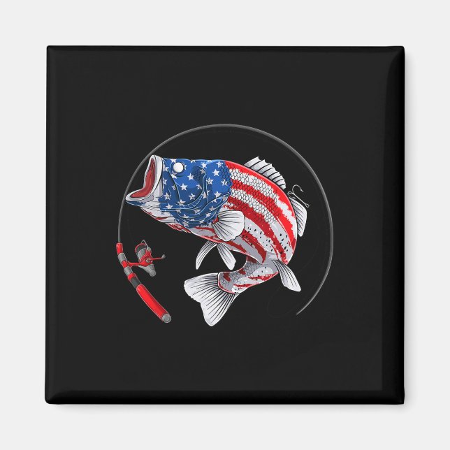 Largemouth B Fisk Usa Amerikansk Flagga Fiske  Magnet (Framsidan)