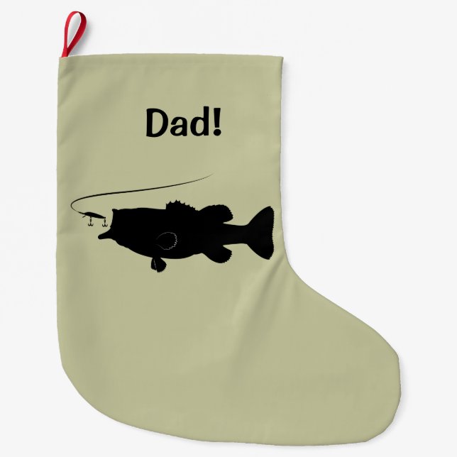 Largemouth bas i Silhouettenamnanpassade Stor Julstrumpa (Framsidan)