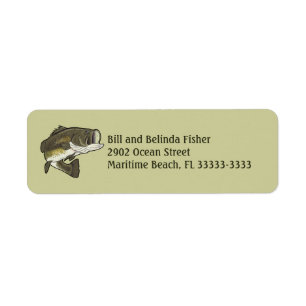 Largemouth bas returadress etikett