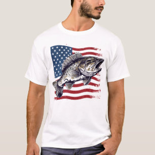 Largemouth Bass American Flagga T Shirt