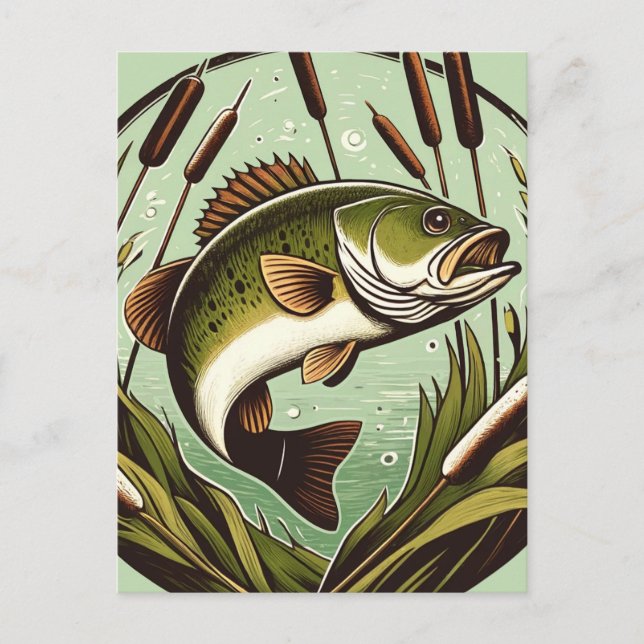 Largemouth Bass angler Fisherman Fars dag Vykort (Framsida)