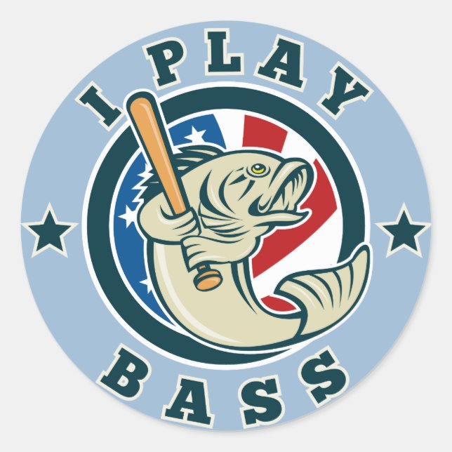 Largemouth Bass baseball fladdermus Runt Klistermärke (Framsida)