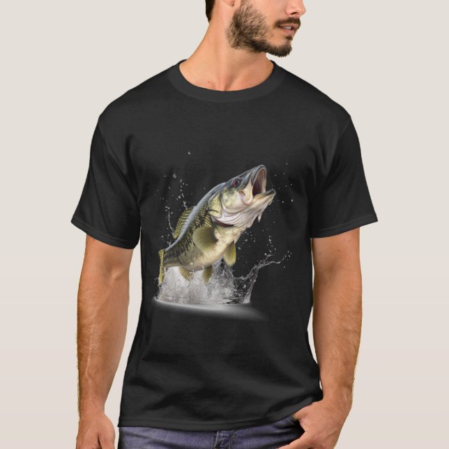 Largemouth Bass Black T-Shirt (Framsida)