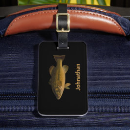 Largemouth Bass Fish and Name Phone Double-Sided Bagagebricka